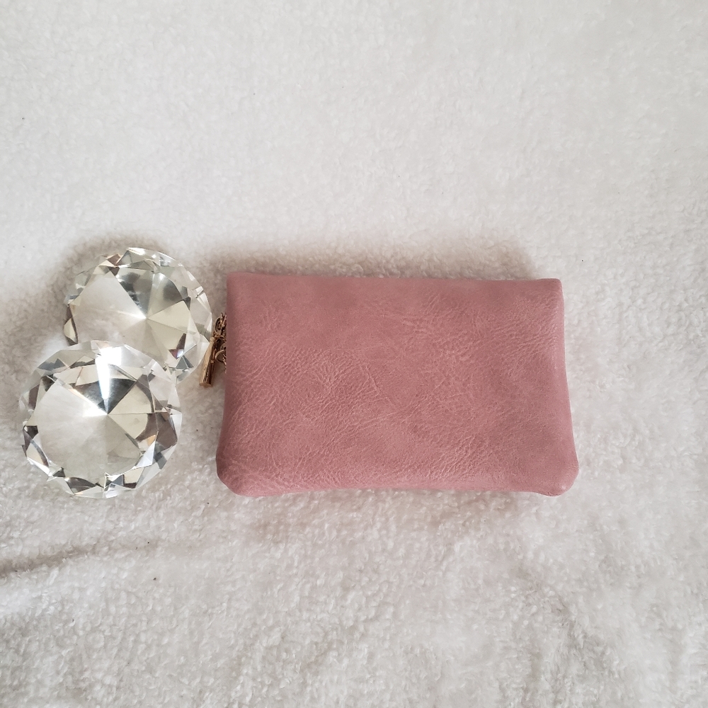 Soft Pink Faux Leather Clutch
